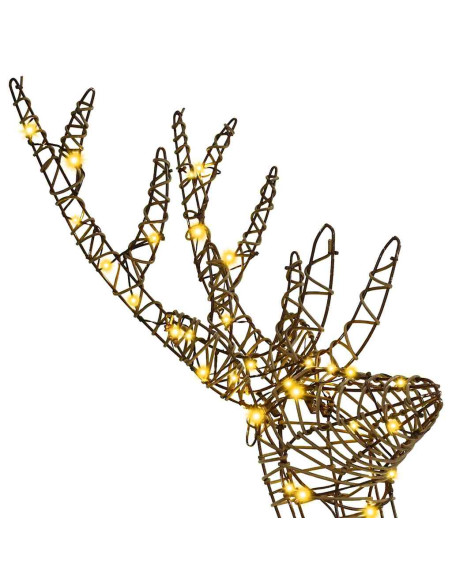 Renna 3D con 140 LED Bianco caldo 128 cm Rattan