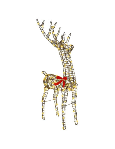 Renna 3D con 140 LED Bianco caldo 128 cm Rattan