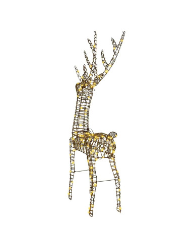 Renna 3D con 140 LED Bianco caldo 128 cm Rattan