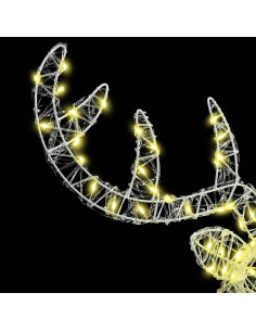 Testa di Renna con 140 LED Bianco caldo 60 cm Acrilico 2