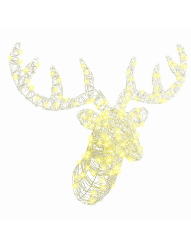 Testa di Renna con 140 LED Bianco caldo 60 cm Acrilico