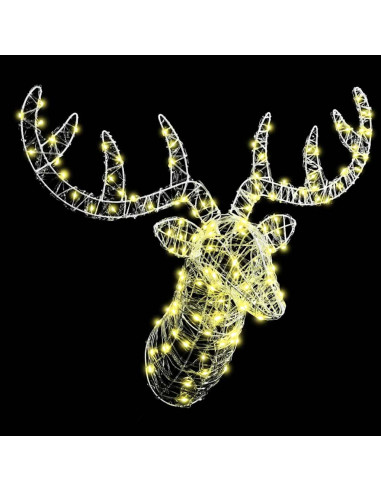 Testa di Renna con 140 LED Bianco caldo 60 cm Acrilico