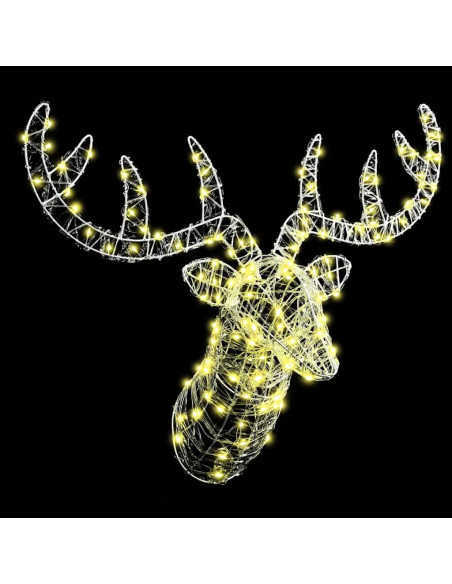 Testa di Renna con 140 LED Bianco caldo 60 cm Acrilico