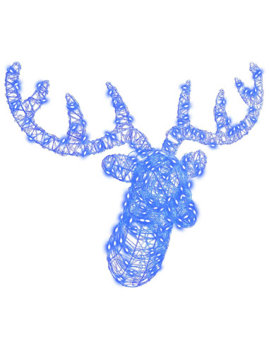 Testa di Renna con 140 LED Blu 60 cm Acrilico