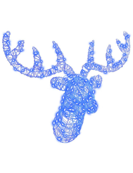 Testa di Renna con 140 LED Blu 60 cm Acrilico