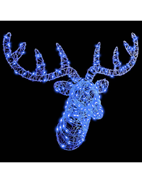 Testa di Renna con 140 LED Blu 60 cm Acrilico