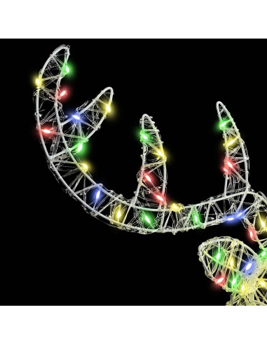 Testa di Renna con 140 LED colorato 60 cm Acrilico