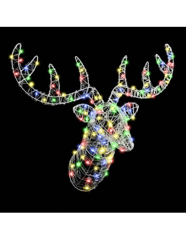 Testa di Renna con 140 LED colorato 60 cm Acrilico