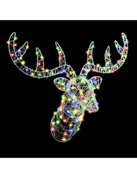 Testa di Renna con 140 LED colorato 60 cm Acrilico