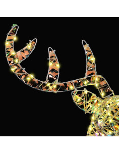 Slitta trainata da renna con 140 LED Bianco caldo 60 cm PET