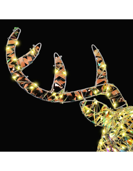 Slitta trainata da renna con 140 LED Bianco caldo 60 cm PET