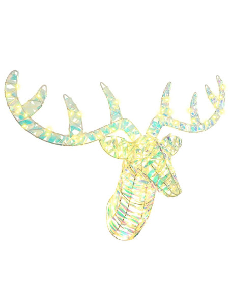 Slitta trainata da renna con 140 LED Bianco caldo 60 cm PET