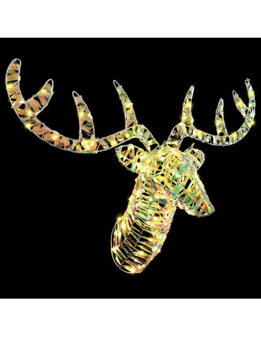 Slitta trainata da renna con 140 LED Bianco caldo 60 cm PET