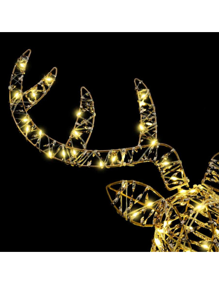 Slitta trainata da renna con 140 LED Bianco caldo 60 cm PET