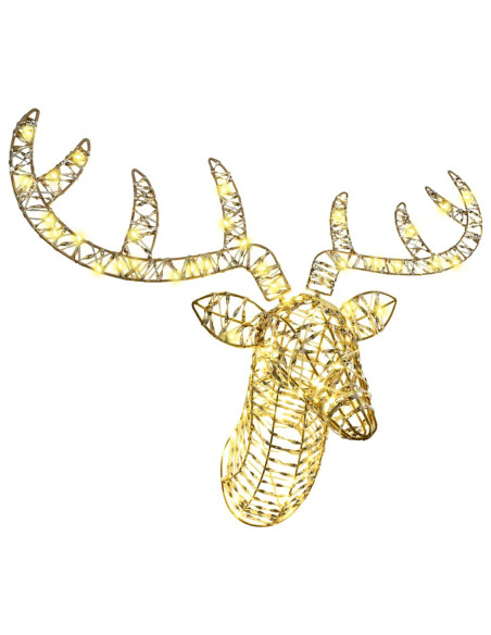 Slitta trainata da renna con 140 LED Bianco caldo 60 cm PET