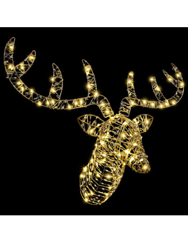 Slitta trainata da renna con 140 LED Bianco caldo 60 cm PET