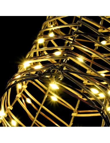 Slitta trainata da renna con 140 LED Bianco caldo 60 cm Rattan