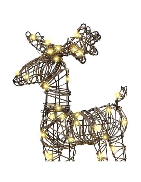 Slitta trainata da renna con 160 LED Bianco caldo Rattan