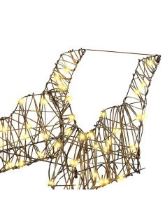 Slitta trainata da renna con 160 LED Bianco caldo Rattan 2