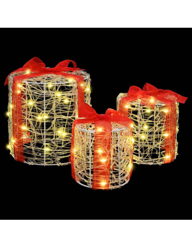 Decorazione Scatola Regalo 3 pcs Bianco caldo 20 x 20 x 21 cm