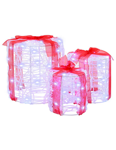 Decorazione Scatola Regalo 3 pcs Bianco freddo 20 x 20 x 21 cm