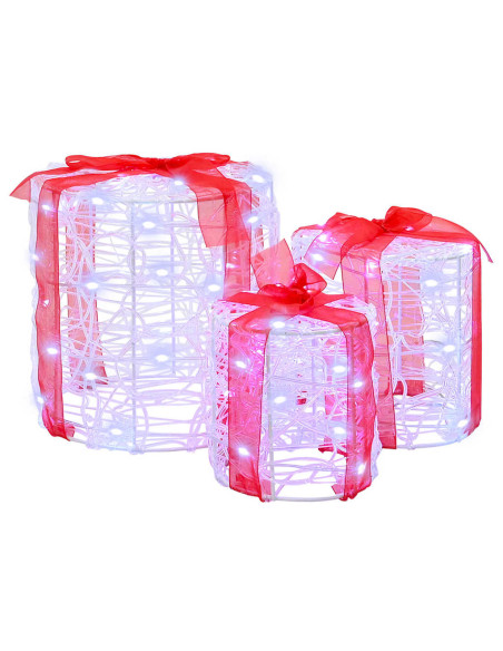 Decorazione Scatola Regalo 3 pcs Bianco freddo 20 x 20 x 21 cm