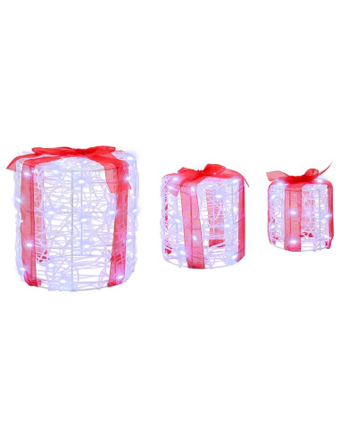 Decorazione Scatola Regalo 3 pcs Bianco freddo 20 x 20 x 21 cm