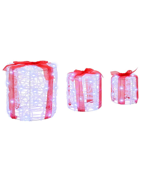 Decorazione Scatola Regalo 3 pcs Bianco freddo 20 x 20 x 21 cm