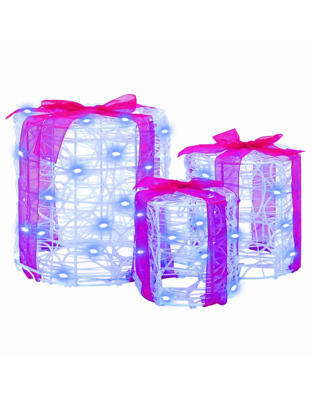 Decorazione Scatola Regalo 3 pcs Blu 20 x 20 x 21 cm Acrilico Decorazione Scatola Regalo 3 pcs Blu 20 x 20 x 21 cm Acrilico