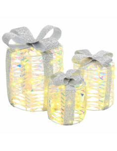 Decorazione Scatola Regalo 3 pz Bianco caldo 20 x 20 x 20 cm 2