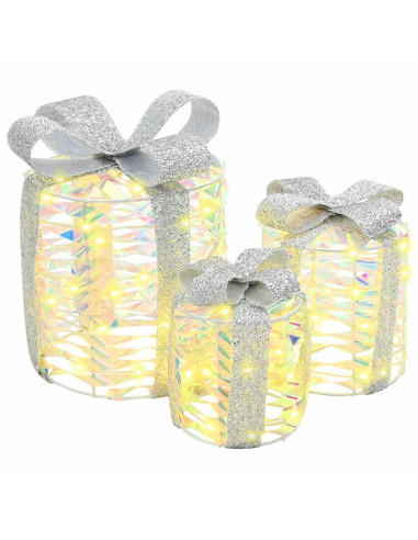 Decorazione Scatola Regalo 3 pz Bianco caldo 20 x 20 x 20 cm