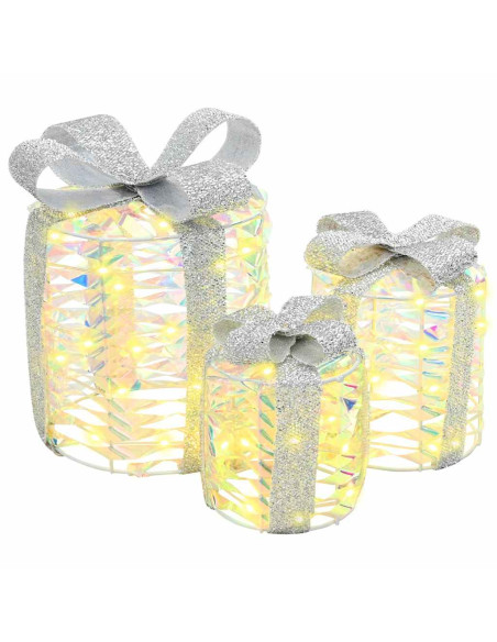 Decorazione Scatola Regalo 3 pz Bianco caldo 20 x 20 x 20 cm
