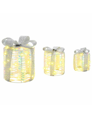 Decorazione Scatola Regalo 3 pz Bianco caldo 20 x 20 x 20 cm