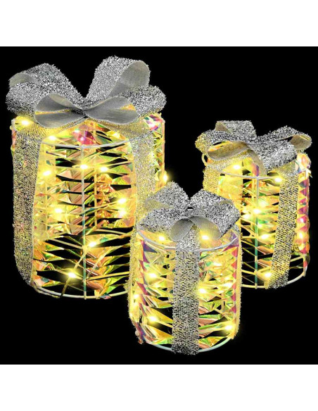 Decorazione Scatola Regalo 3 pz Bianco caldo 20 x 20 x 20 cm