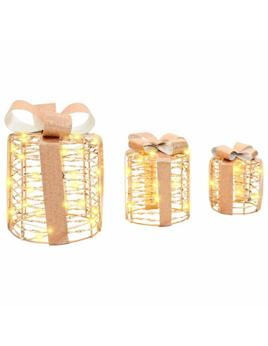 Decorazione Scatola Regalo con 60 LED 3 pcs Bianco caldo PET