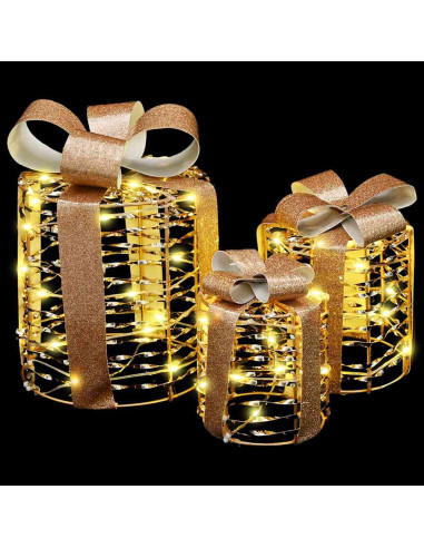 Decorazione Scatola Regalo con 60 LED 3 pcs Bianco caldo PET