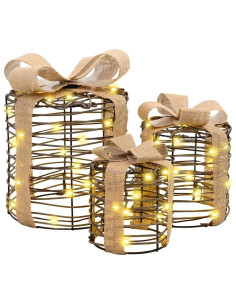 Decorazione Scatola Regalo 3 pz Bianco caldo 20 x 20 x 20 cm 2