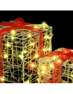 Scatola Regalo 3 pcs Bianco caldo 20 x 20 x 20 cm Acrilico 2