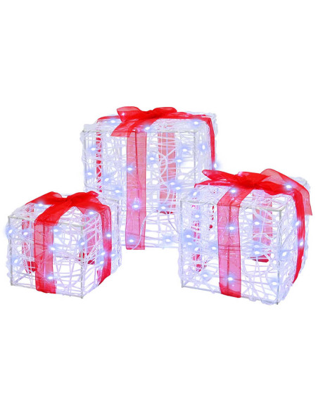 Scatola Regalo 3 pcs Bianco freddo 20 x 20 x 20 cm Acrilico Scatola Regalo 3 pcs Bianco freddo 20 x 20 x 20 cm Acrilico