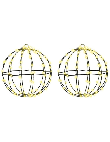 Palla con 192 LED 2 pcs Bianco caldo 30 cm Metallo