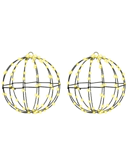Palla con 192 LED 2 pcs Bianco caldo 30 cm Metallo Palla con 192 LED 2 pcs Bianco caldo 30 cm Metallo