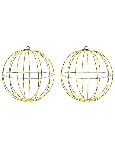 Palla con 192 LED 2 pcs Bianco caldo 40 cm Metallo