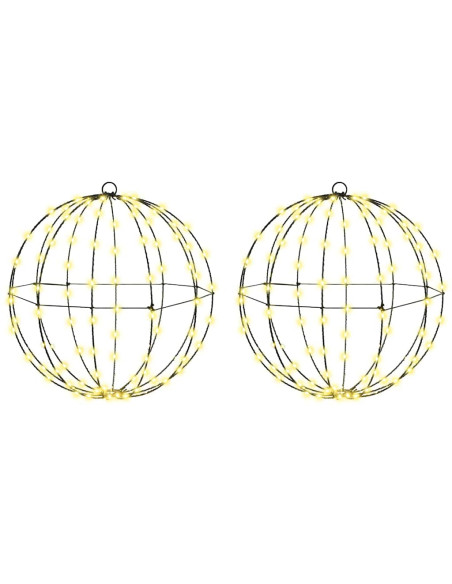 Palla con 192 LED 2 pcs Bianco caldo 40 cm Metallo Palla con 192 LED 2 pcs Bianco caldo 40 cm Metallo