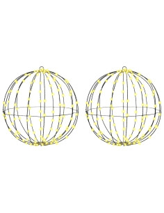 Palla 2 pz Bianco caldo 50 x 50 x 52 cm Metallo 320 LED 2