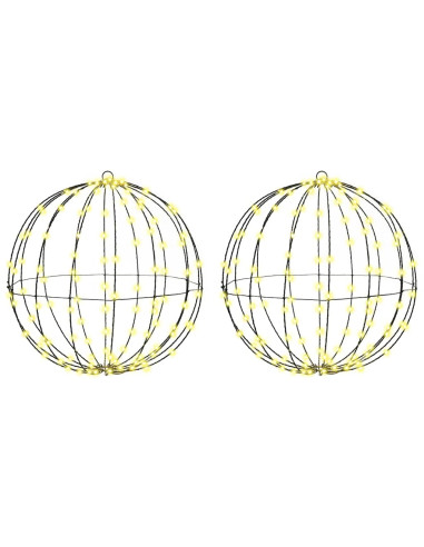 Palla con 320 LED 2 pcs Bianco caldo 50 cm Metallo