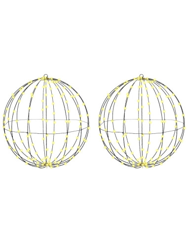 Palla con 384 LED 2 pcs Bianco caldo 60 cm Metallo