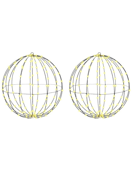 Palla con 384 LED 2 pcs Bianco caldo 60 cm Metallo Palla con 384 LED 2 pcs Bianco caldo 60 cm Metallo