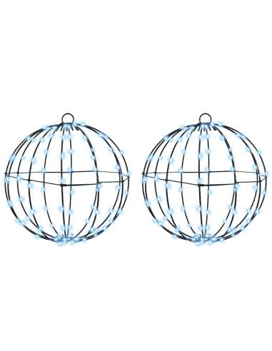 Palla con 192 LED 2 pcs Bianco freddo 30 cm Metallo