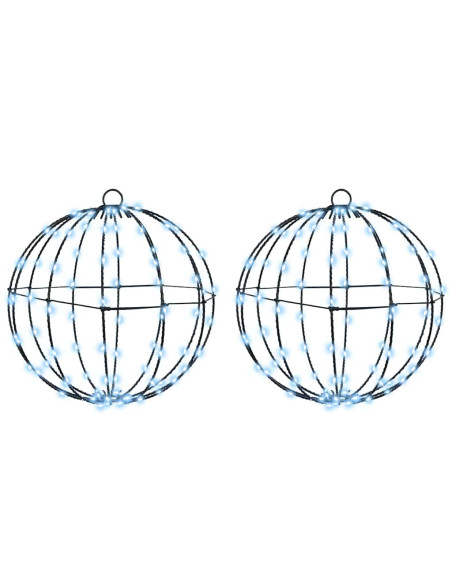 Palla con 192 LED 2 pcs Bianco freddo 30 cm Metallo Palla con 192 LED 2 pcs Bianco freddo 30 cm Metallo