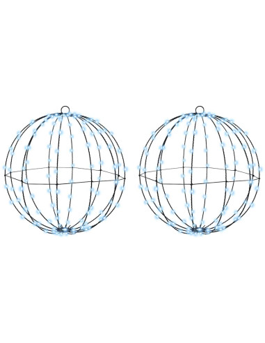 Palla con 192 LED 2 pcs Bianco freddo 40 cm Metallo